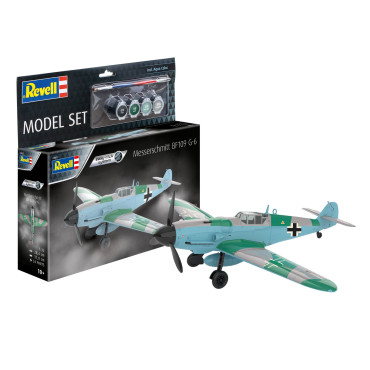 KIT PARA MONTAR REVELL MODEL SET EASY-CLICK MESSSERSCHMITT BF109 G-6 1/32 54 PEÇAS COMPLETO COM TINTAS E PINCEL REV 63653